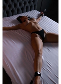 Черный кожаный набор фиксации на кровати Sex Game - БДСМ Арсенал - купить с доставкой в Кисловодске