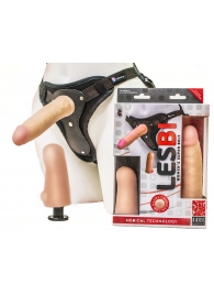 Телесный страпон Harness LESBI с вагинальной пробкой - 16,5 см. - LOVETOY (А-Полимер) - купить с доставкой в Кисловодске