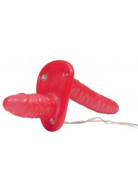 Красный женский страпон с вагинальной пробкой Bad Kitty - 18 см. - Orion - купить с доставкой в Кисловодске