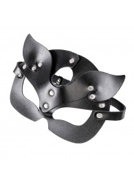 Черная кожаная рельефная маска кошки - Pecado - купить с доставкой в Кисловодске