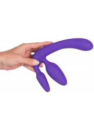 Фиолетовый безремневой страпон с двумя пробками - Orion - купить с доставкой в Кисловодске