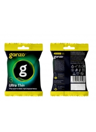Ультратонкие презервативы Ganzo Ultra thin в мягкой упаковке - 3 шт. - Ganzo - купить с доставкой в Кисловодске