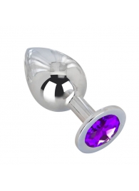 Большой плаг из стали с фиолетовым кристаллом Violet Dream - 9,5 см. - Erotic Fantasy - купить с доставкой в Кисловодске