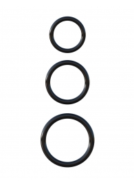 Набор из трех черных эрекционных колец Silicone 3-Ring Stamina Set - Pipedream - в Кисловодске купить с доставкой