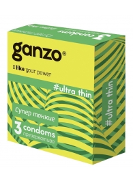 Ультратонкие презервативы Ganzo Ultra thin - 3 шт. - Ganzo - купить с доставкой в Кисловодске