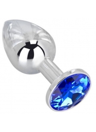 Анальное украшение BUTT PLUG  Small с синим кристаллом - 7 см. - Anal Jewelry Plug - купить с доставкой в Кисловодске
