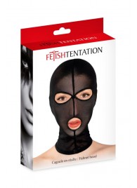 Черная сетчатая маска на голову с отверстиями для глаз и рта - Fetish Tentation - купить с доставкой в Кисловодске