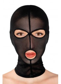 Черная сетчатая маска на голову с отверстиями для глаз и рта - Fetish Tentation - купить с доставкой в Кисловодске