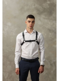 Черная мужская кожаная портупея №4 - БДСМ Арсенал - купить с доставкой в Кисловодске