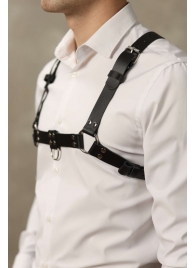 Черная мужская кожаная портупея №4 - БДСМ Арсенал - купить с доставкой в Кисловодске