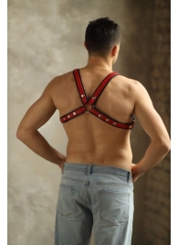 Черно-красная мужская портупея Black-Red - БДСМ Арсенал - купить с доставкой в Кисловодске