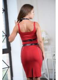 Черно-серебристая портупея-юбка plus size с цепочками - БДСМ Арсенал - купить с доставкой в Кисловодске