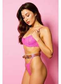 Эффектный розовый пояс из голографической эко-кожи - БДСМ Арсенал - купить с доставкой в Кисловодске