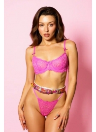 Эффектный розовый пояс из голографической эко-кожи - БДСМ Арсенал - купить с доставкой в Кисловодске