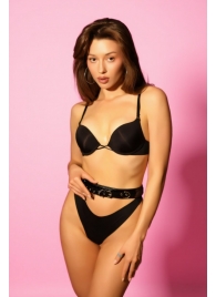 Эффектный черный пояс из лаковой эко-кожи - БДСМ Арсенал - купить с доставкой в Кисловодске