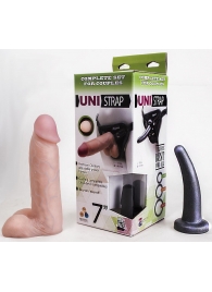 Страпон-унисекс с двумя насадками UNI strap 7  Harness - 19 и 16 см. - LOVETOY (А-Полимер) - купить с доставкой в Кисловодске