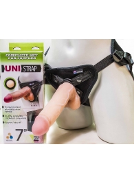 Страпон-унисекс с двумя насадками UNI strap 7  Harness - 19 и 16 см. - LOVETOY (А-Полимер) - купить с доставкой в Кисловодске