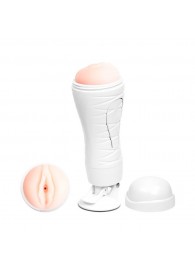 Мастурбатор-вагина Flora White с присоской и 12 режимами вибрации - Baile - в Кисловодске купить с доставкой