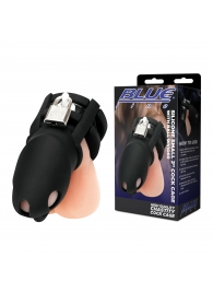 Черная клетка для пениса Silicone Small 2 in Cock Cage With Ball Divider - BlueLine - купить с доставкой в Кисловодске