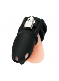 Черная клетка для пениса Silicone Small 2 in Cock Cage With Ball Divider - BlueLine - купить с доставкой в Кисловодске