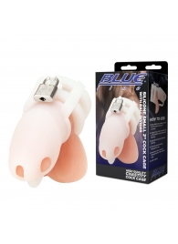 Белая клетка для пениса Silicone Small 2 in Cock Cage With Ball Divider - BlueLine - купить с доставкой в Кисловодске