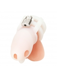 Белая клетка для пениса Silicone Small 2 in Cock Cage With Ball Divider - BlueLine - купить с доставкой в Кисловодске