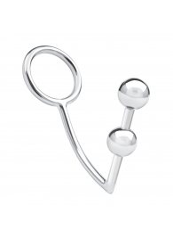 Кольцо на пенис с анальным стимулятором Two Bead Stainless Steel Anal Hook   Cock Ring - BlueLine - в Кисловодске купить с доставкой