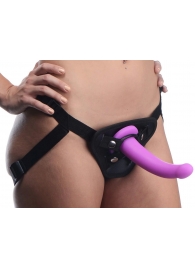 Лиловый поясной страпон Navigator Silicone G-Spot Dildo with Harness - 17,8 см. - XR Brands - купить с доставкой в Кисловодске