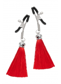 Зажимы на соски «Прищепки» с красными кисточками из шелка - Pecado - купить с доставкой в Кисловодске