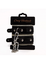 Черные скругленные наручники с мягкой бежевой подкладкой - Crazy Handmade - купить с доставкой в Кисловодске