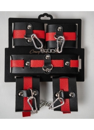 Черно-красный набор фиксаций: наручники, оковы и ошейник - Crazy Handmade - купить с доставкой в Кисловодске