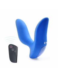 Синий вибромассажер простаты 3,5’’ Remote Control Curve P-spot Massager - 12 см. - Erokay - в Кисловодске купить с доставкой