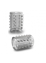 Прозрачная насадка с шипами и шишечками STAY HARD COCK SLEEVE 03 CLEAR - Blush Novelties - в Кисловодске купить с доставкой