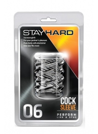Прозрачная насадка с объёмными чёрточками STAY HARD COCK SLEEVE 06 CLEAR - Blush Novelties - в Кисловодске купить с доставкой