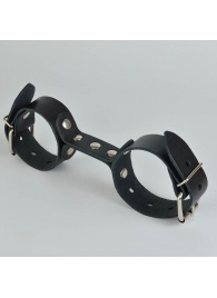 Черные кожаные наручники-фиксатор - Sitabella - купить с доставкой в Кисловодске