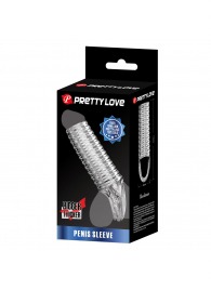 Прозрачная насадка на пенис с ребрышками и подхватом мошонки - Baile - в Кисловодске купить с доставкой