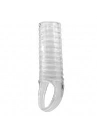 Прозрачная насадка на пенис с ребрышками и подхватом мошонки - Baile - в Кисловодске купить с доставкой