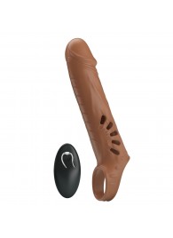 Коричневая вибронасадка с подхватом мошонки и пультом ДУ - Baile - в Кисловодске купить с доставкой