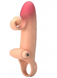 Телесная вибронасадка на пенис с подхватом мошонки - 20 см. - Baile - в Кисловодске купить с доставкой