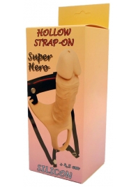 Телесный полый страпон на ремешках - 16,5 см. - Boys of Toys - купить с доставкой в Кисловодске