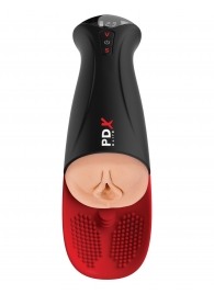 Телесный мастурбатор-вагина в черной колбе с вибрацией Fuck-O-Matic Pro XL - Pipedream - в Кисловодске купить с доставкой