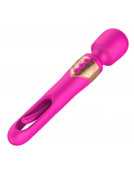 Розовый двусторонний wand-вибратор с функцией фингеринга - 26 см. - Secwell