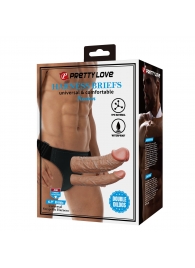 Темно-бежевый фаллопротез для двойного проникновения - 17,5 см. - Baile - купить с доставкой в Кисловодске