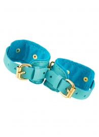 Голубые двуслойные кожаные оковы - Pecado - купить с доставкой в Кисловодске