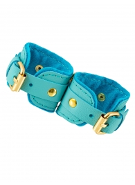Голубые двуслойные кожаные наручники-браслеты - Pecado - купить с доставкой в Кисловодске