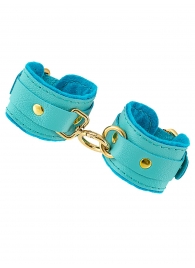 Голубые двуслойные кожаные наручники-браслеты - Pecado - купить с доставкой в Кисловодске