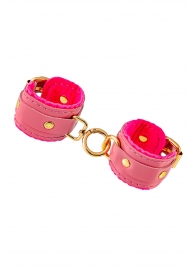 Розовые двуслойные кожаные наручники-браслеты - Pecado - купить с доставкой в Кисловодске