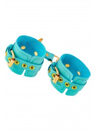 Голубые однослойные кожаные наручники - Pecado - купить с доставкой в Кисловодске