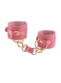 Розовые однослойные кожаные наручники - Pecado - купить с доставкой в Кисловодске