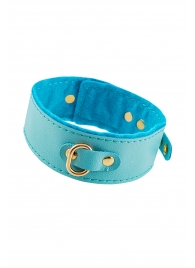 Голубой двуслойный кожаный ошейник с подкладкой из фетра - Pecado - купить с доставкой в Кисловодске
